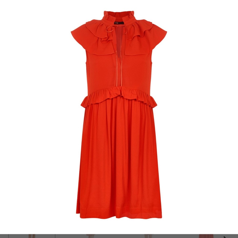 Women’s Maje holiday Rutta Ruffled Crepe Mini Dress in red size 2